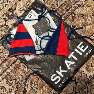 Skatie Red and Blue Bikini Top